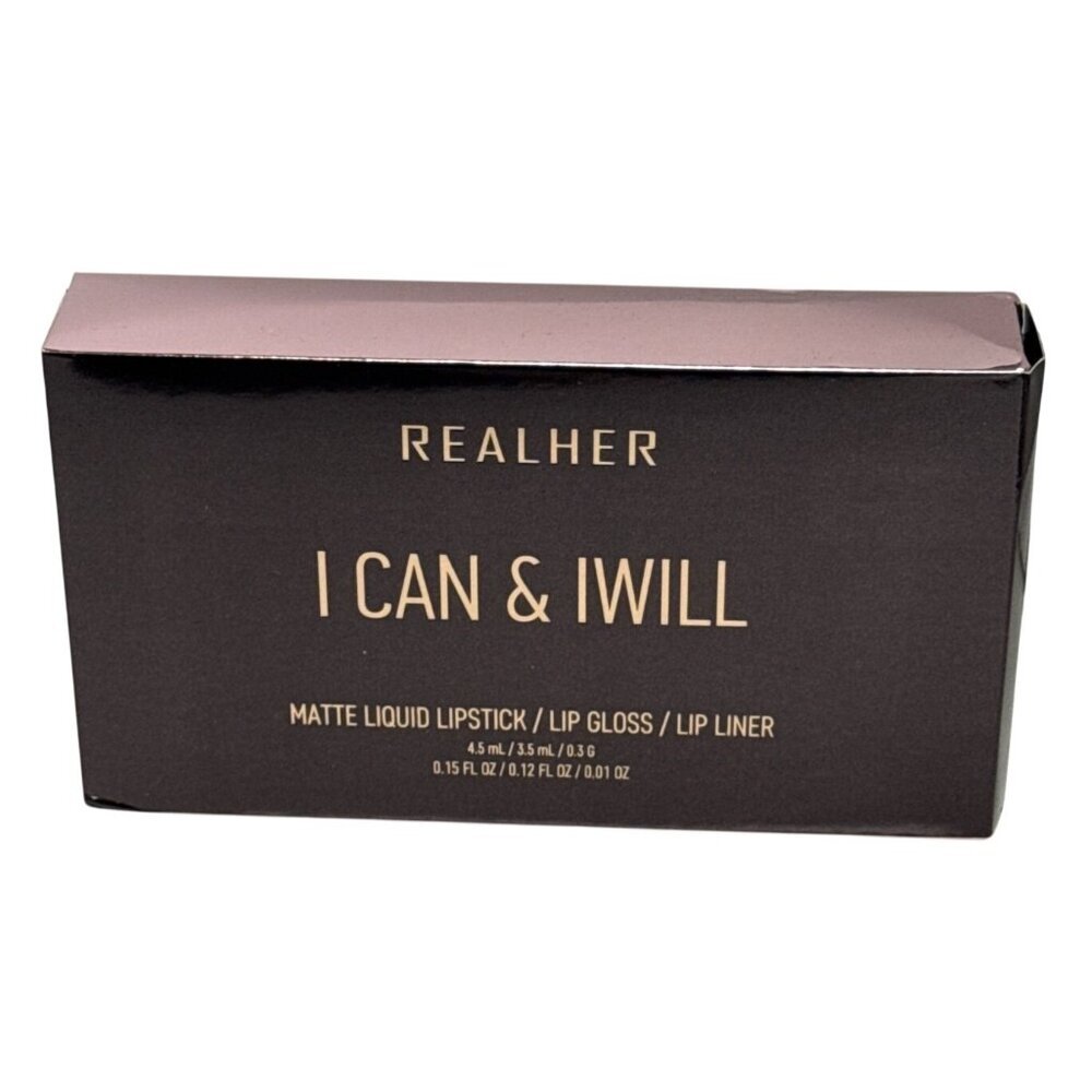 REALHER I Can & I Will Lip Set – Matte Liquid Lipstick Lip Gloss  Lip Liner Kit